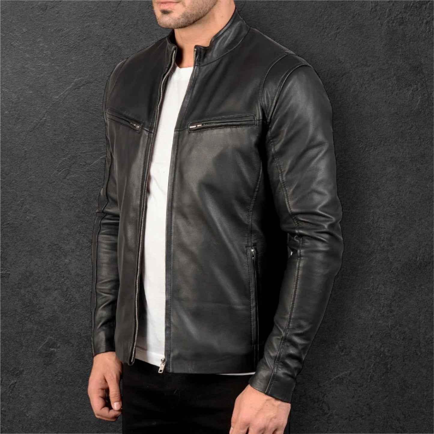 IONIC BLACK LEATHER JACKET