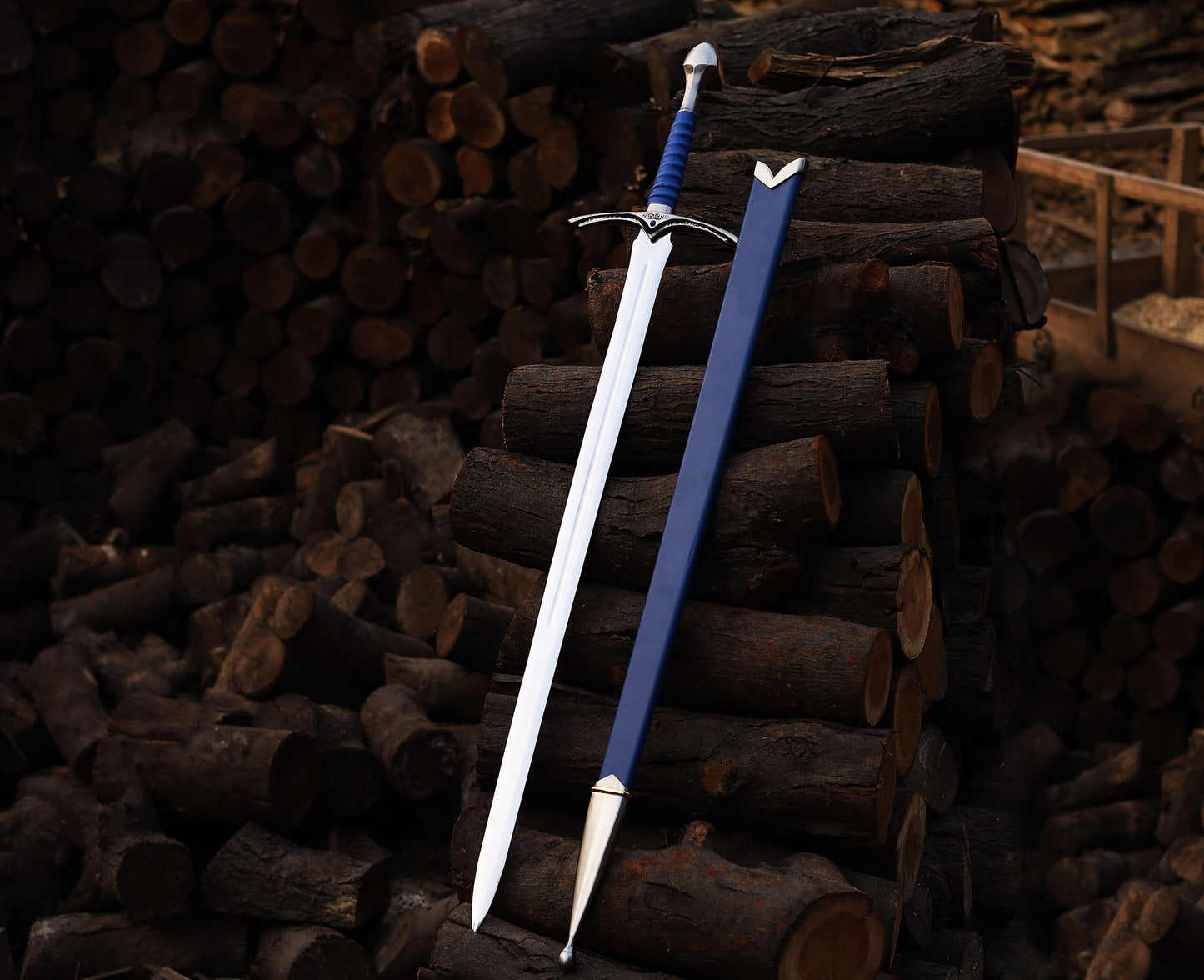 Handmade Glamdring Sword of Gandalf with Cover Lord of The Rings (LOTR) Replica Sword (Blue)